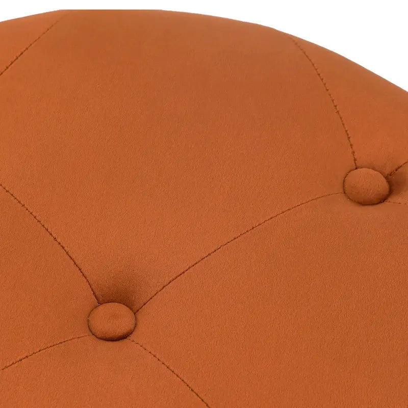 Tabouret pouf rond en velours, repose-pieds de vanité, base plaquée or