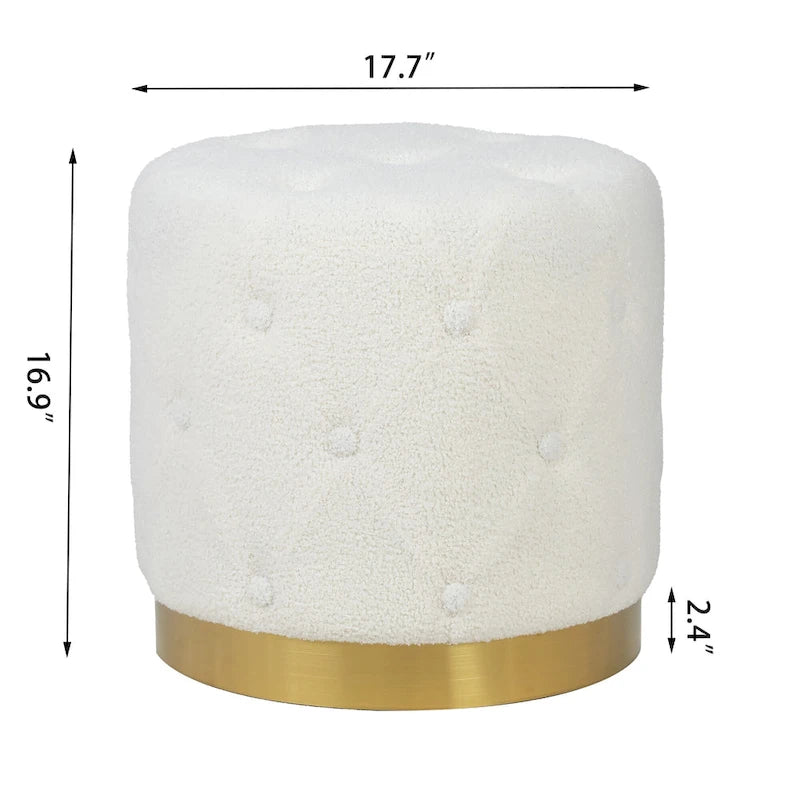 Tabouret pouf rond en velours, repose-pieds de vanité, base plaquée or