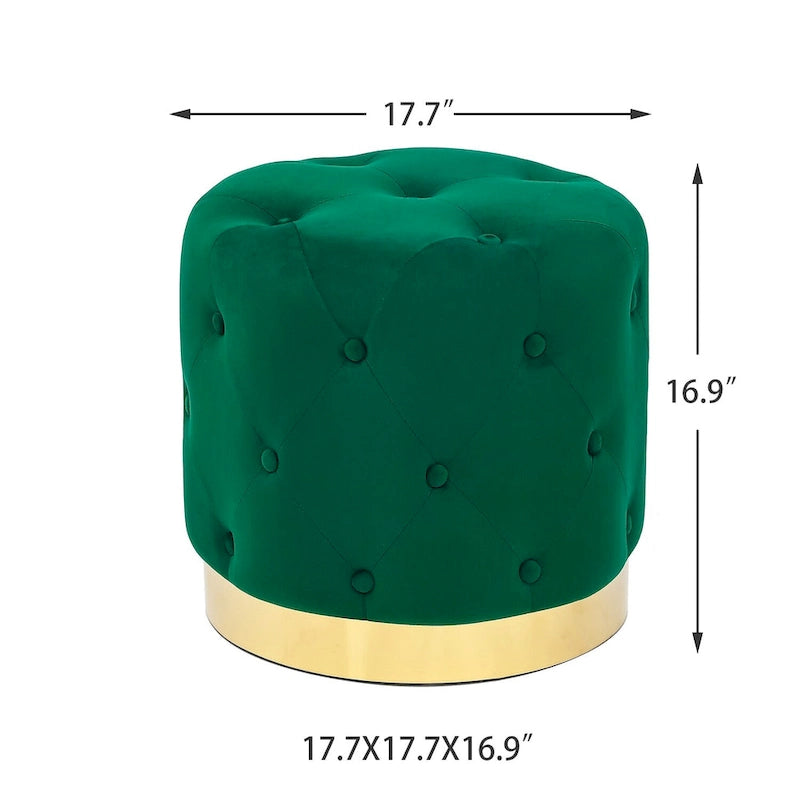Tabouret pouf rond en velours, repose-pieds de vanité, base plaquée or