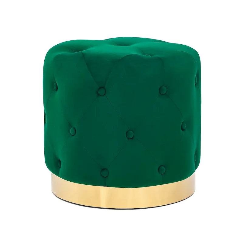 Tabouret pouf rond en velours, repose-pieds de vanité, base plaquée or
