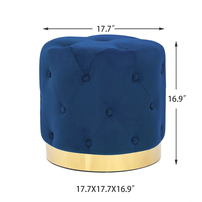 Tabouret pouf rond en velours, repose-pieds de vanité, base plaquée or
