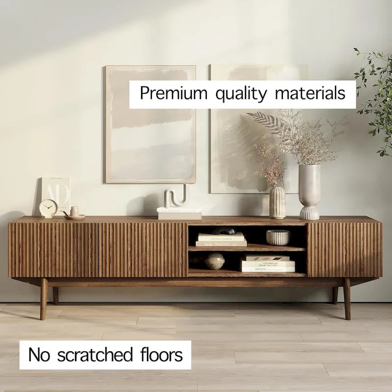 Meuble TV console pour téléviseurs jusqu'à 65 po avec pieds en bois