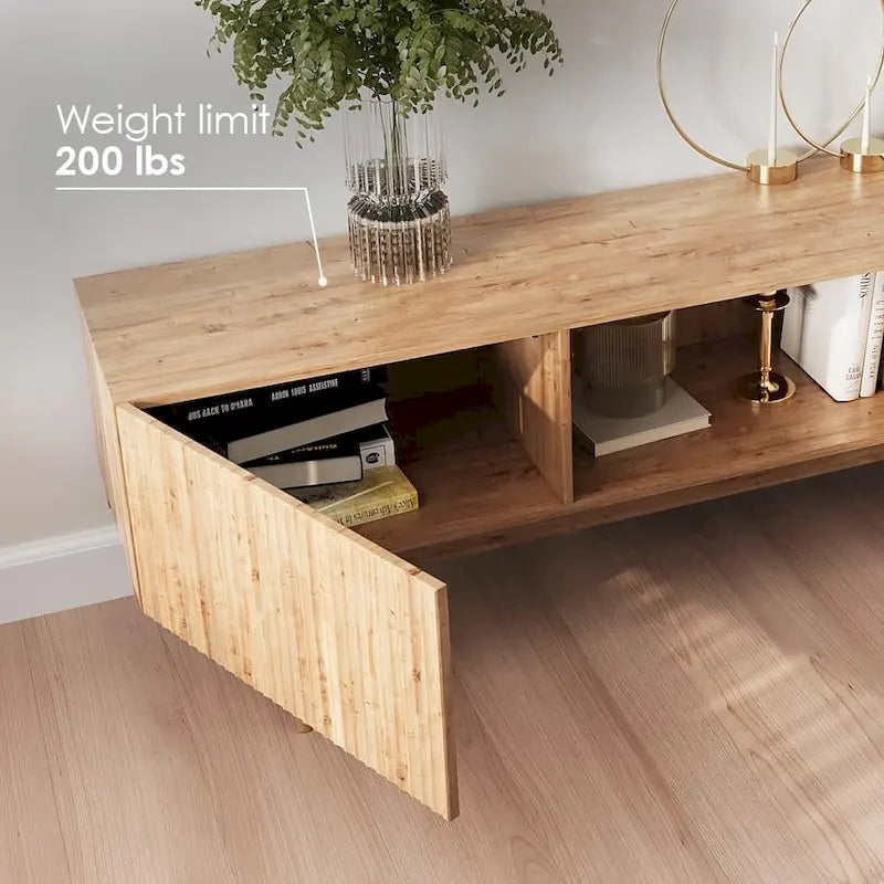 Meuble TV console pour téléviseurs jusqu'à 65 po avec pieds en bois
