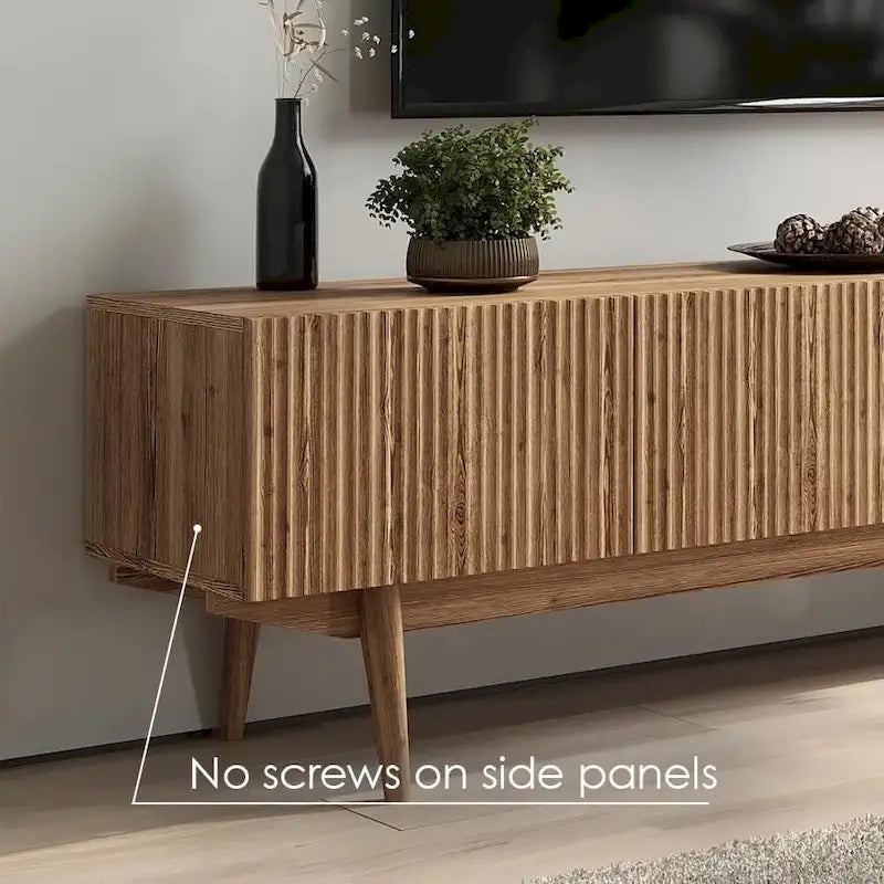 Meuble TV console pour téléviseurs jusqu'à 65 po avec pieds en bois