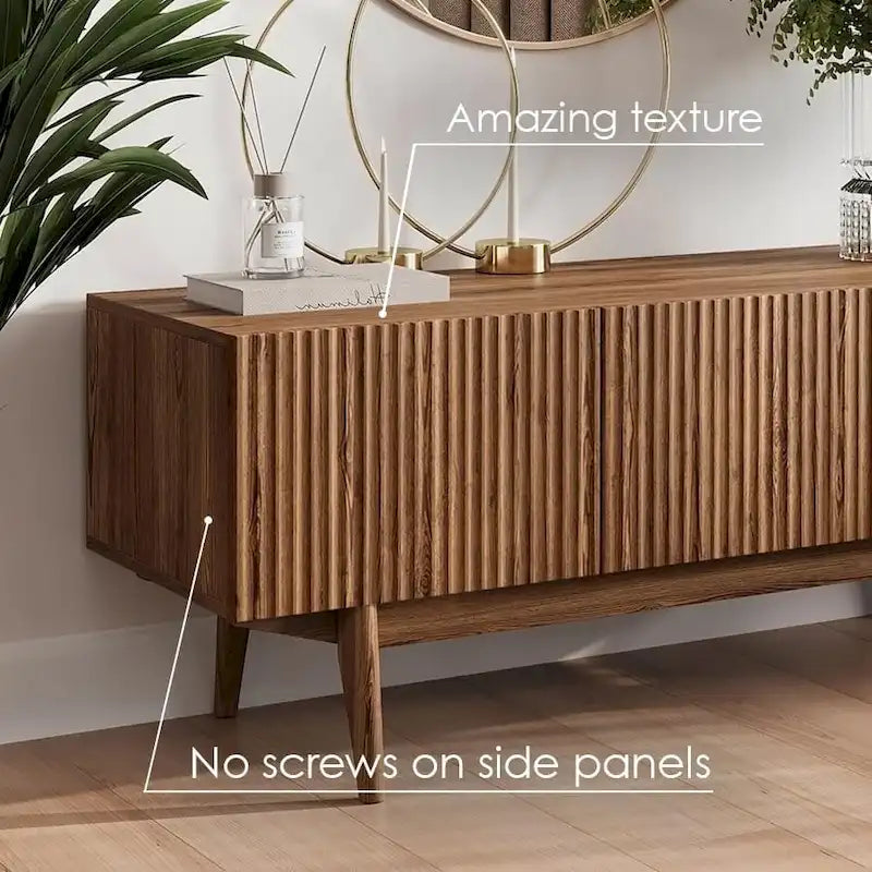 Meuble TV console pour téléviseurs jusqu'à 65 po avec pieds en bois