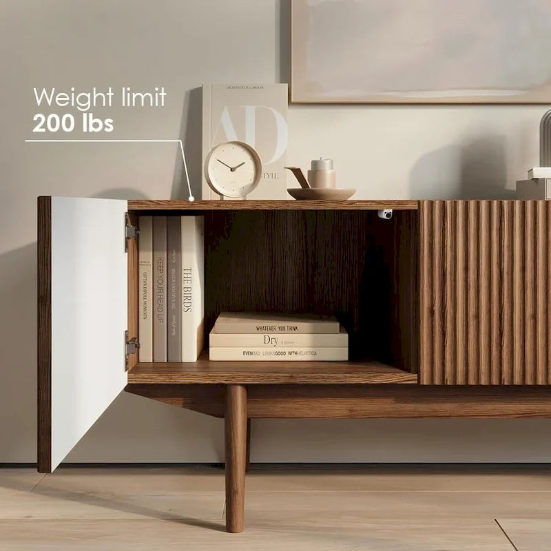 Meuble TV console pour téléviseurs jusqu'à 65 po avec pieds en bois