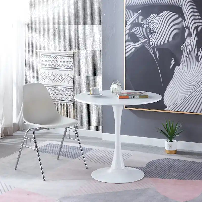 Table à manger de style Mid-century pour 2-4 personnes avec plateau rond en MDF