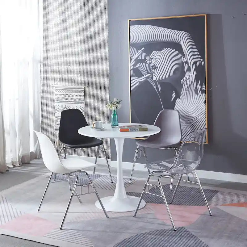 Table à manger de style Mid-century pour 2-4 personnes avec plateau rond en MDF