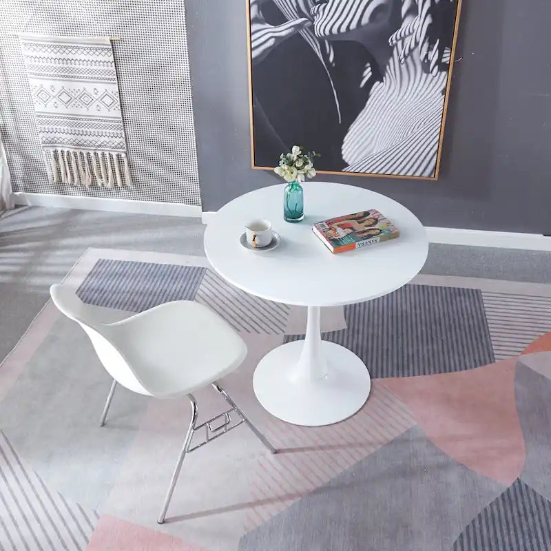 Table à manger de style Mid-century pour 2-4 personnes avec plateau rond en MDF