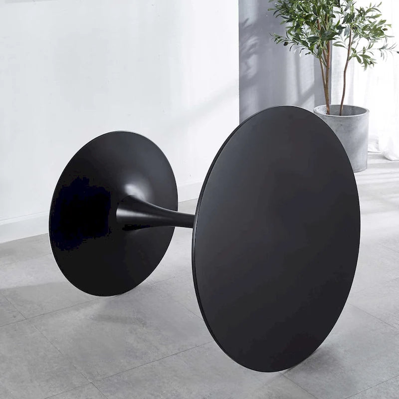 Table à manger de style Mid-century pour 2-4 personnes avec plateau rond en MDF