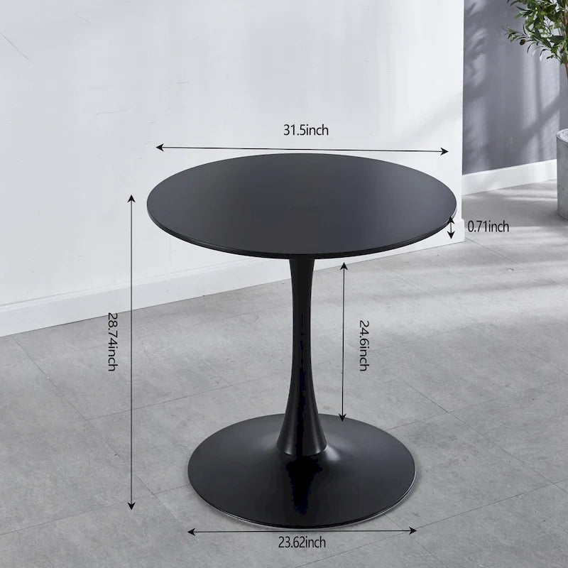 Table à manger de style Mid-century pour 2-4 personnes avec plateau rond en MDF