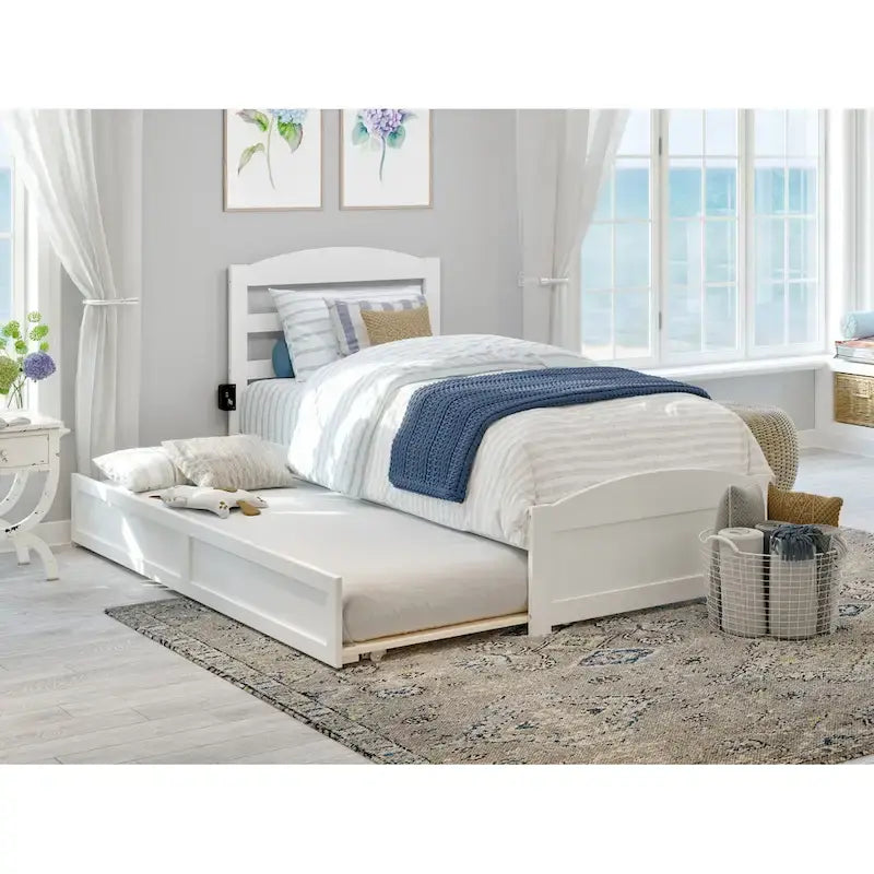 Warren Solid Wood Platform Bed with Footboard and Twin XL Trundle