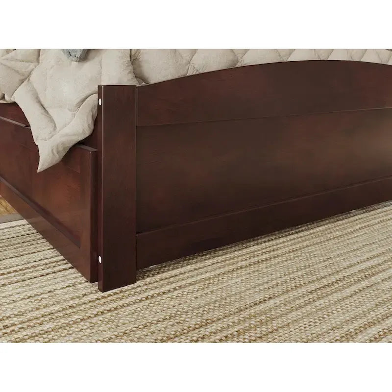 Lit plateforme en bois massif avec pied de lit et lit gigogne double XL