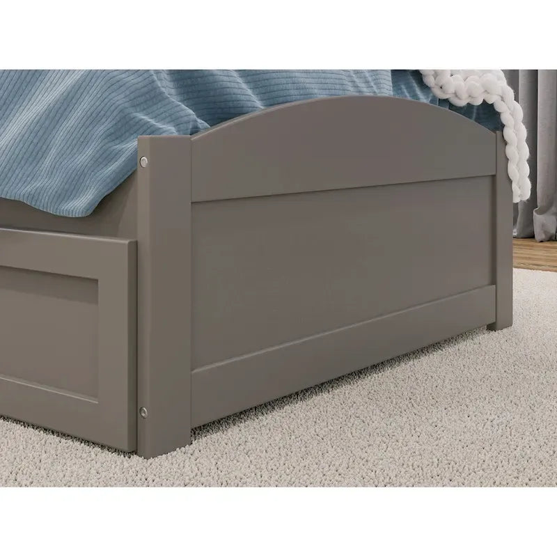 Lit plateforme en bois massif avec pied de lit et lit gigogne double XL