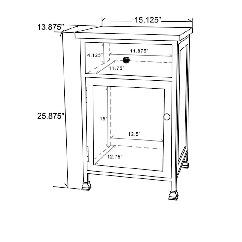 Table de chevet rustique avec tiroir et placard à 1 porte