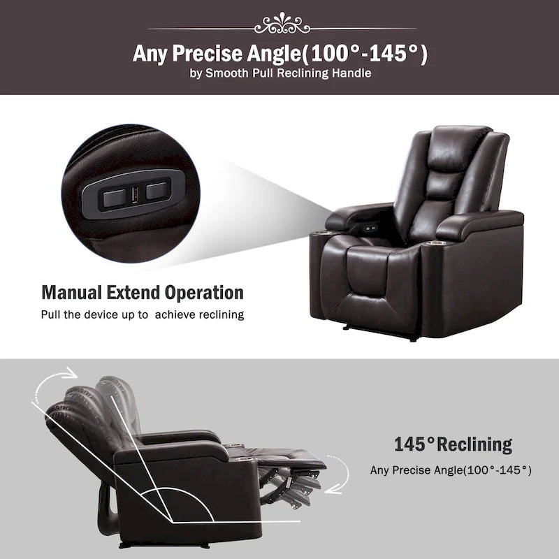 Fauteuil inclinable électrique en cuir pour cinéma maison, doux