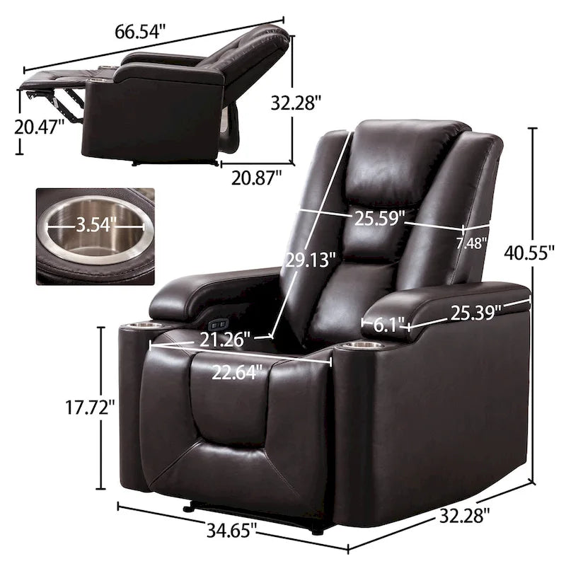 Fauteuil inclinable électrique en cuir pour cinéma maison, doux
