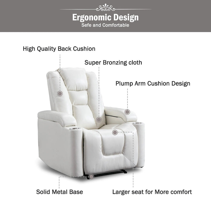 Fauteuil inclinable électrique en cuir pour cinéma maison, doux