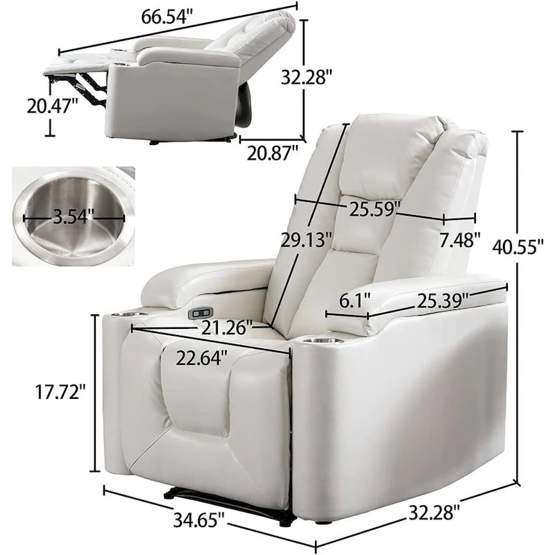 Fauteuil inclinable électrique en cuir pour cinéma maison, doux
