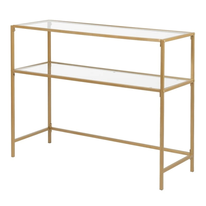 Console de table d'entrée moderne avec plateau en verre, cadre doré 39,4 po