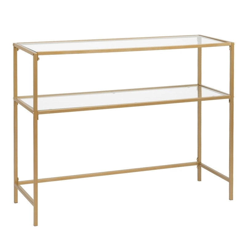 Console de table d'entrée moderne avec plateau en verre, cadre doré 39,4 po
