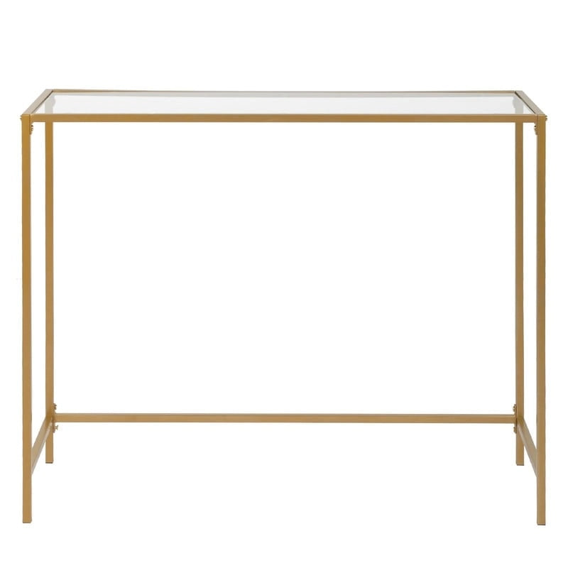Console de table d'entrée moderne avec plateau en verre, cadre doré 39,4 po