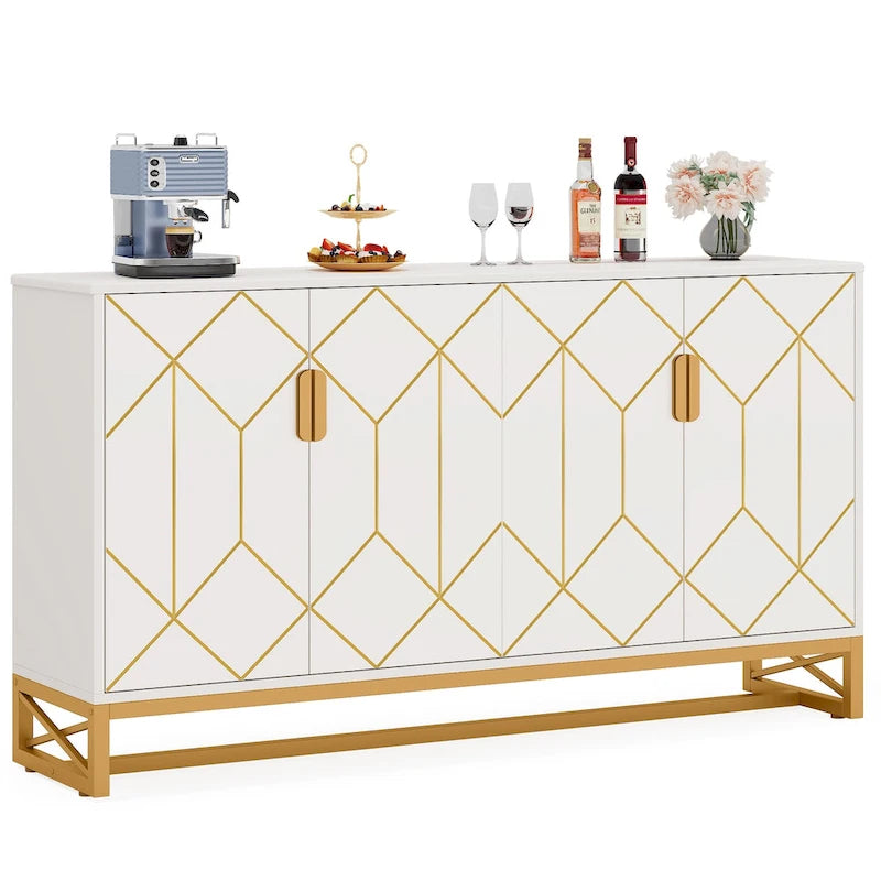 Buffet de rangement moderne à 4 portes avec étagère réglable