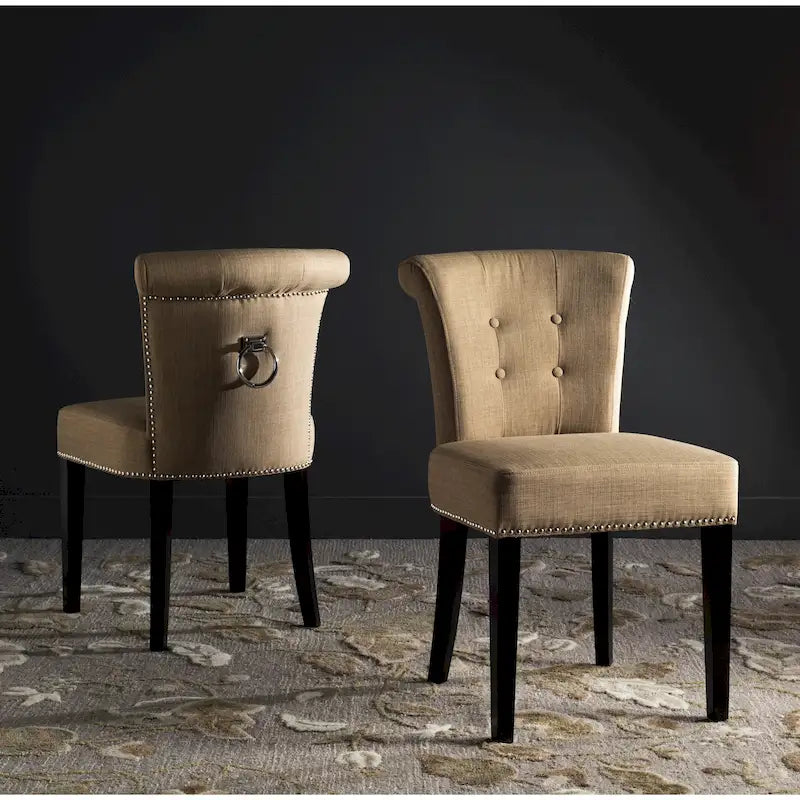 Chaise de salle à manger en tissu anthracite avec des pieds finition espresso