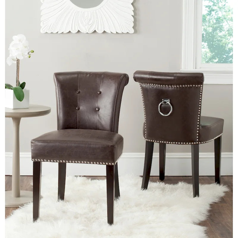 Chaise de salle à manger en tissu anthracite avec des pieds finition espresso