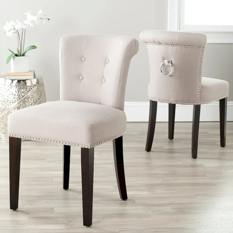 Chaise de salle à manger en tissu anthracite avec des pieds finition espresso
