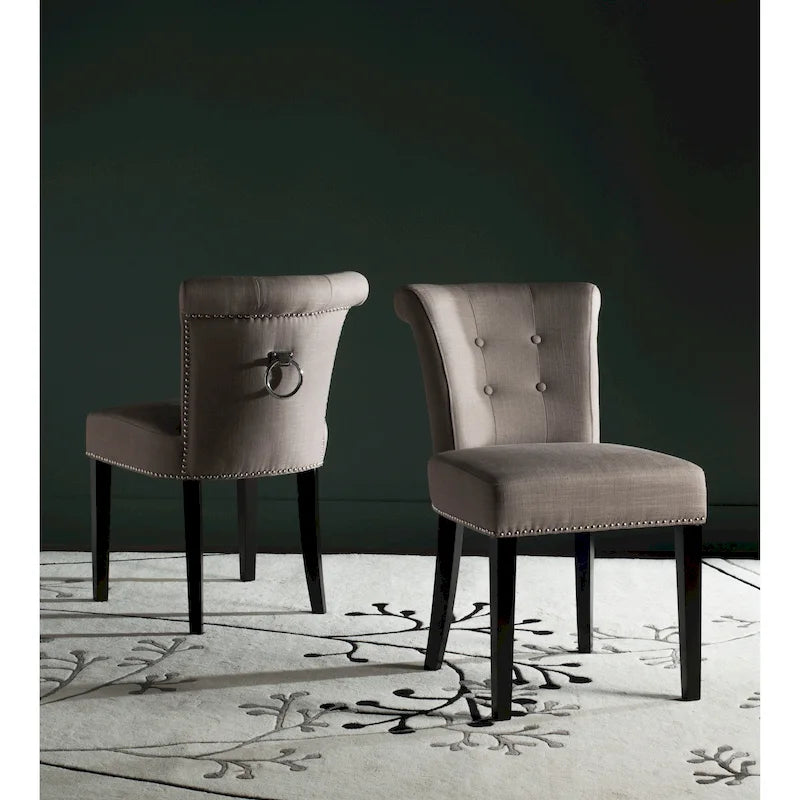 Chaise de salle à manger en tissu anthracite avec des pieds finition espresso