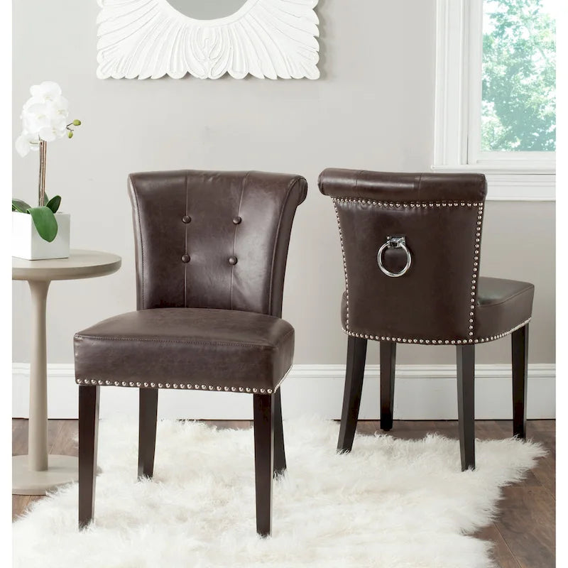 Chaise de salle à manger en tissu anthracite avec des pieds finition espresso