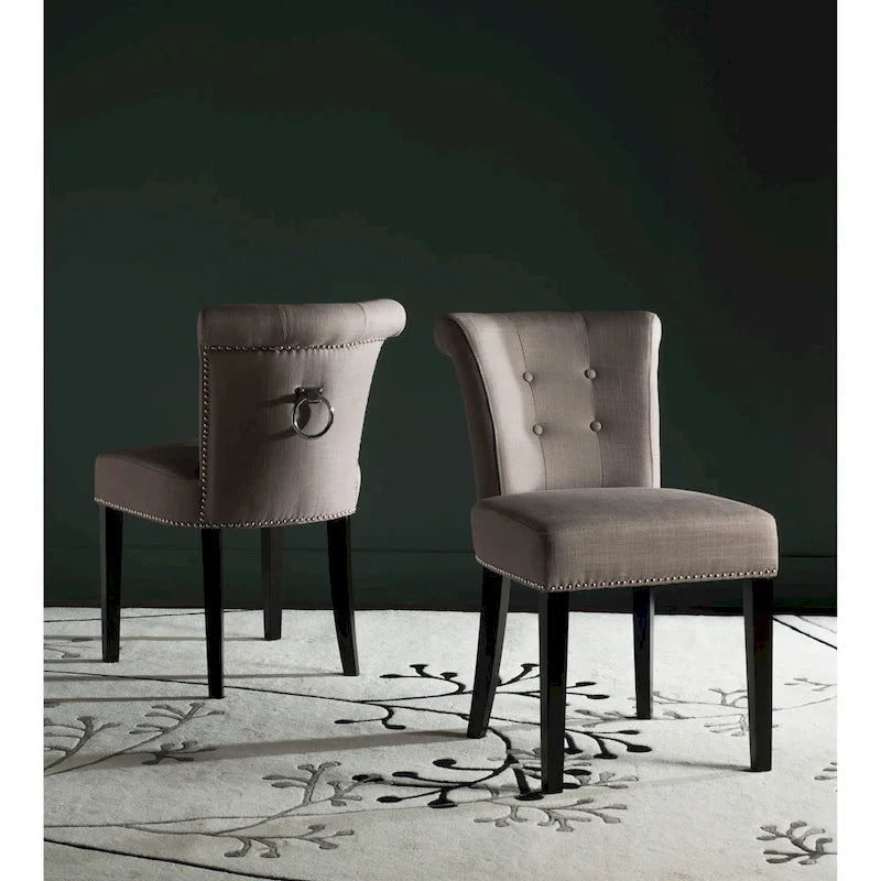 Chaise de salle à manger en tissu anthracite avec des pieds finition espresso