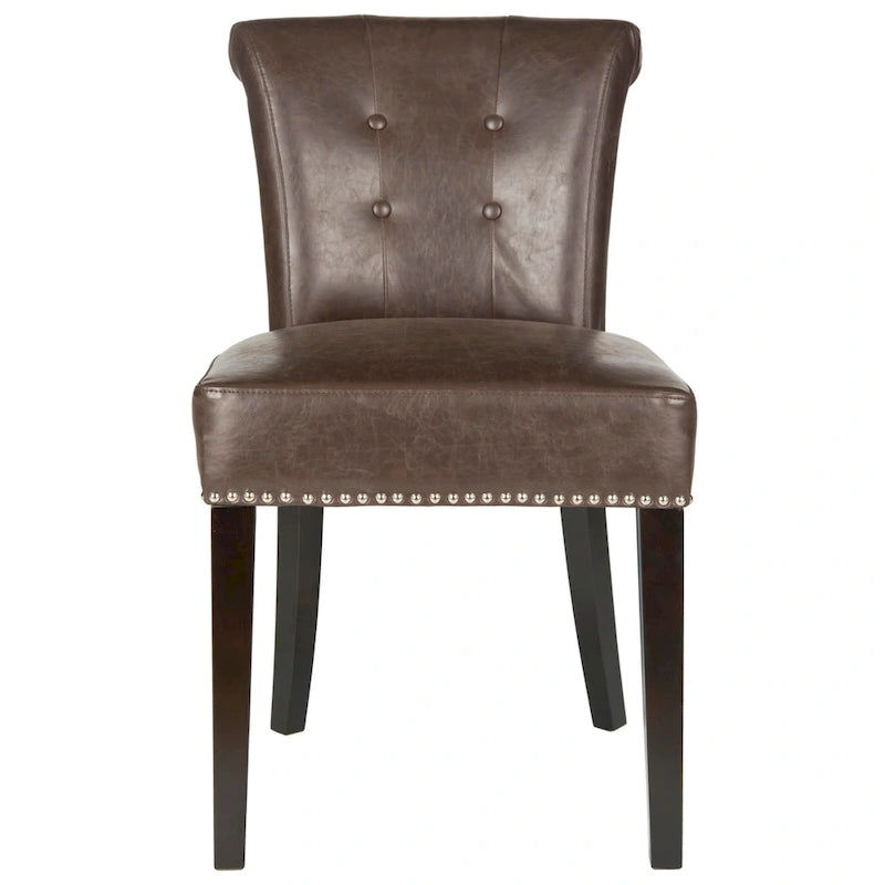 Chaise de salle à manger en tissu anthracite avec des pieds finition espresso