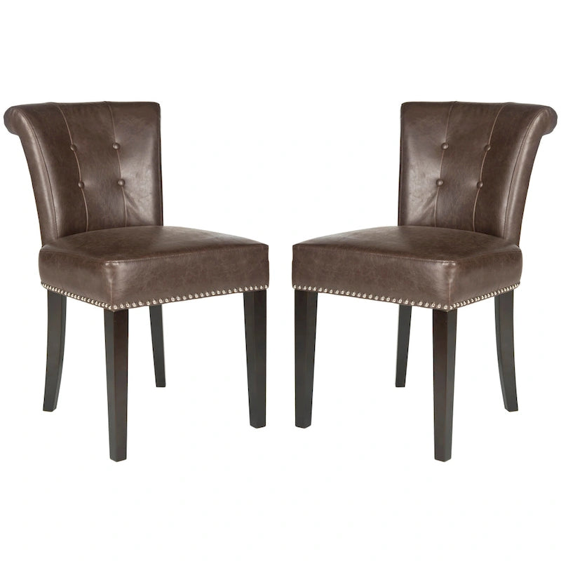 Chaise de salle à manger en tissu anthracite avec des pieds finition espresso