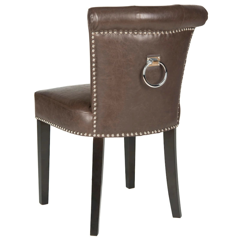 Chaise de salle à manger en tissu anthracite avec des pieds finition espresso