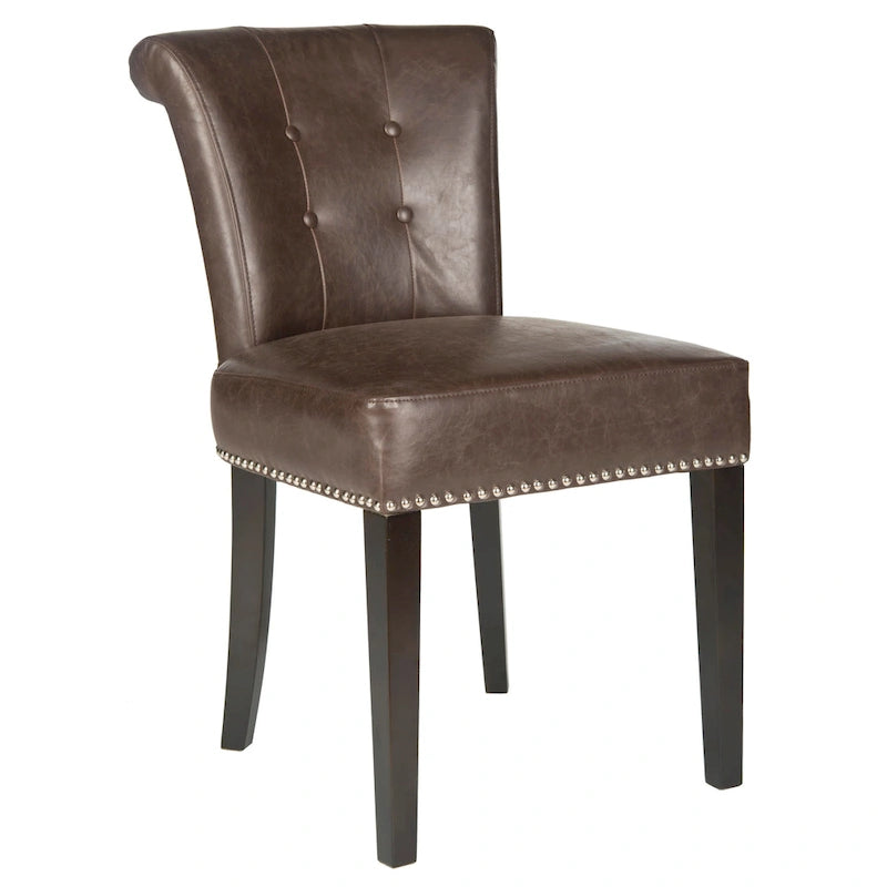 Chaise de salle à manger en tissu anthracite avec des pieds finition espresso