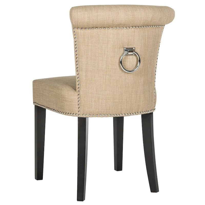 Chaise de salle à manger en tissu anthracite avec des pieds finition espresso