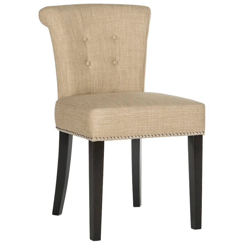 Chaise de salle à manger en tissu anthracite avec des pieds finition espresso