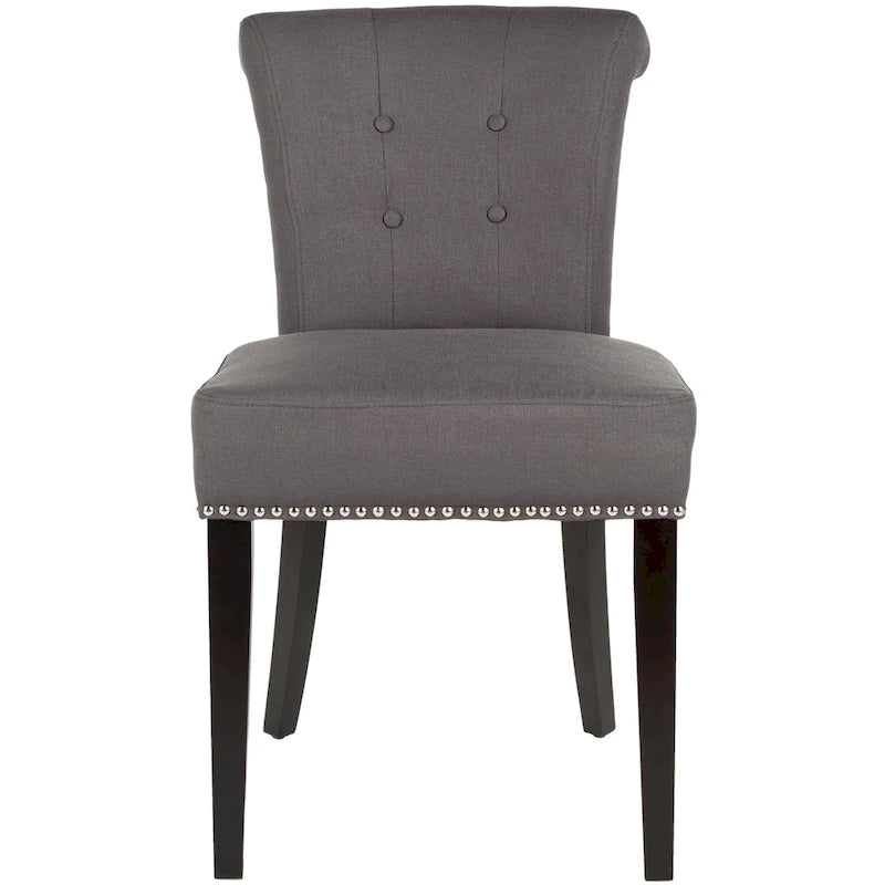 Chaise de salle à manger en tissu anthracite avec des pieds finition espresso