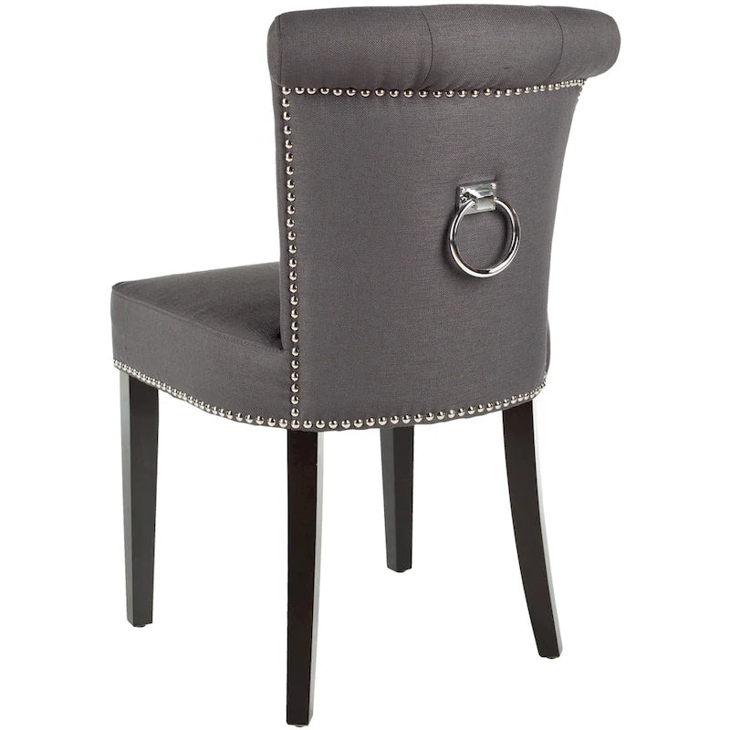 Chaise de salle à manger en tissu anthracite avec des pieds finition espresso