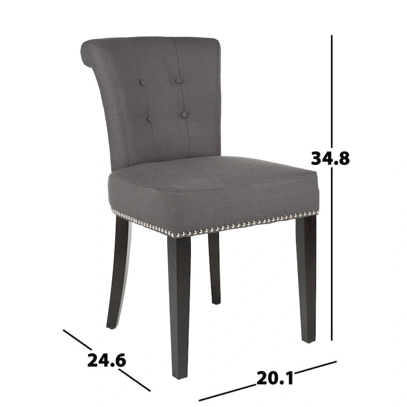 Chaise de salle à manger en tissu anthracite avec des pieds finition espresso