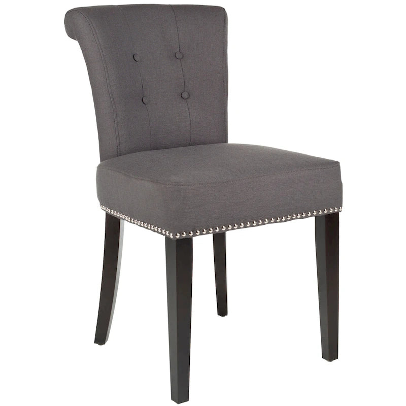 Chaise de salle à manger en tissu anthracite avec des pieds finition espresso