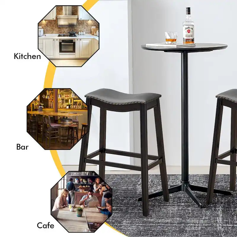 Tabourets de bar à selle Hauteur de bar Chaises de cuisine avec caoutchouc