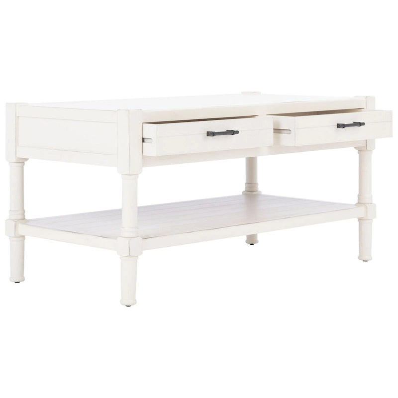 Table basse avec étagère inférieure et 2 tiroirs