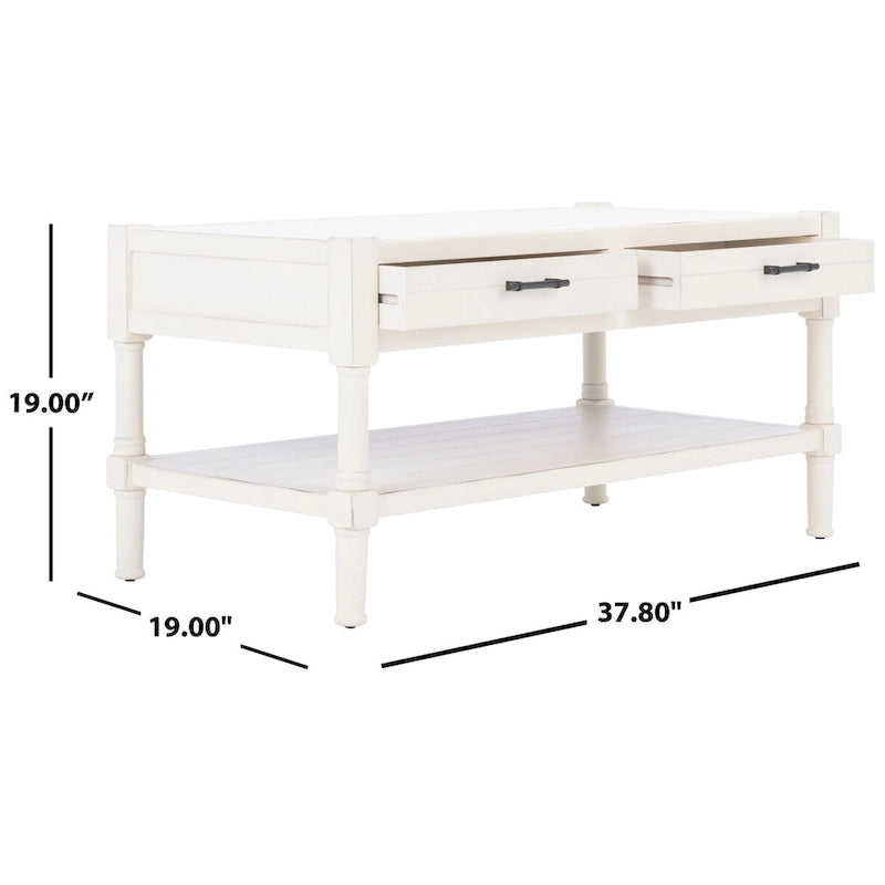 Table basse avec étagère inférieure et 2 tiroirs