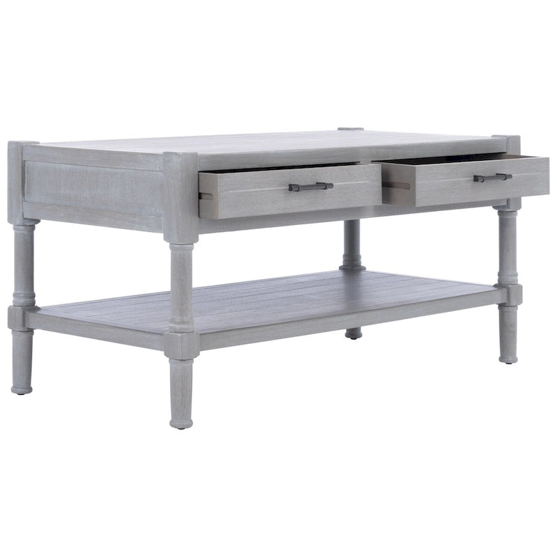 Table basse avec étagère inférieure et 2 tiroirs