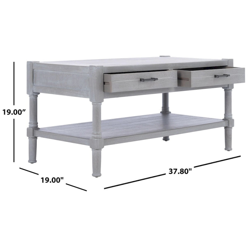 Table basse avec étagère inférieure et 2 tiroirs