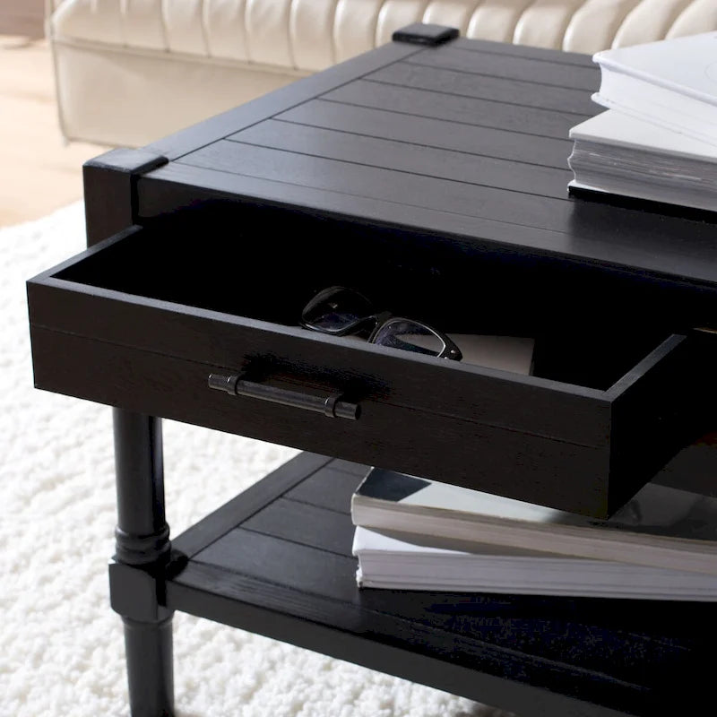 Table basse avec étagère inférieure et 2 tiroirs