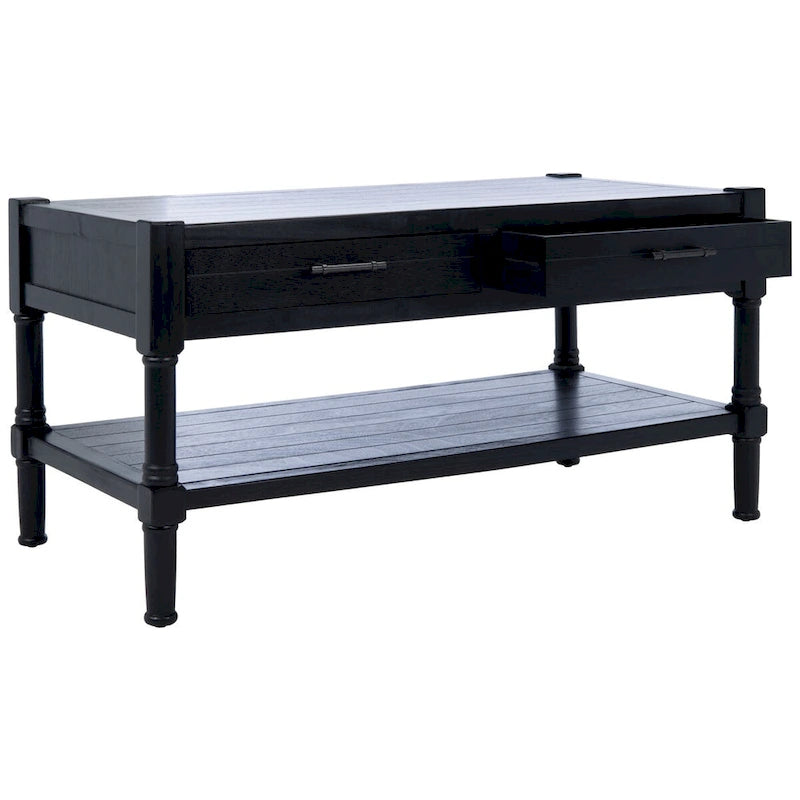 Table basse avec étagère inférieure et 2 tiroirs